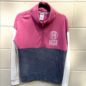 Victoria’s Secret Love Pink 1/4 Zip Pullover Fleece Top Small Sweatshirt